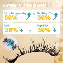 GEMERRY Magnetic Eyelashes 4 Pairs Natural Look Magnetic Lashes with Applicator and Mirror No Glue Needed Strip Lashes without Eyeliner Lash Kit Easy to Use and Remove