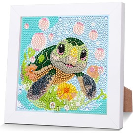 iLovwvoea Children's Diamond Painting with Frame, 5D DIY Cartoon Diamond Painting Pictures, 15 x 15 cm Canvas and with 18 x 18 cm Picture Frame for Children and Adults