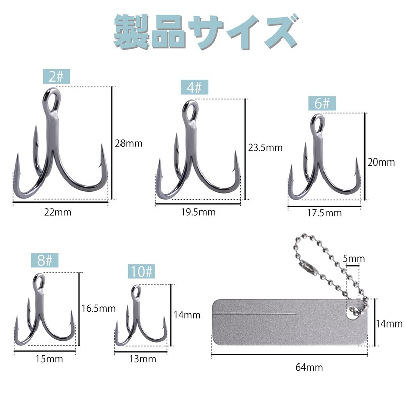 Goture Triple Hook Treble Hook with Hook Sharpener, Black Nickel