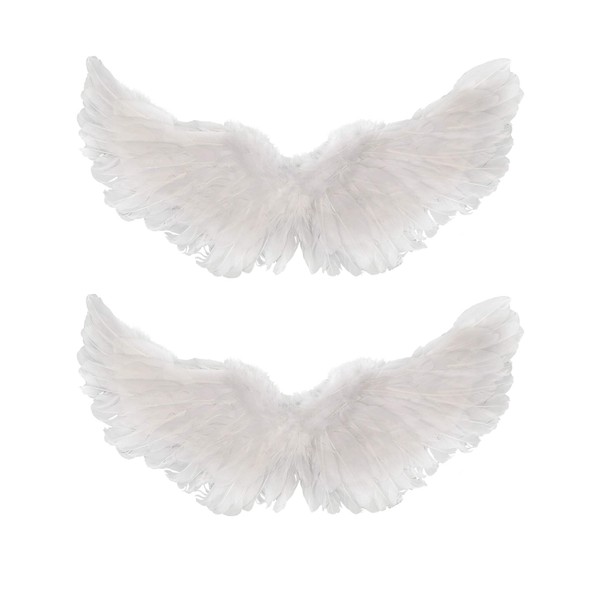 2 Pieces Angel Wings Feather Wings with Elastic Straps Halloween Costume Wings for Women Girls Cosplay