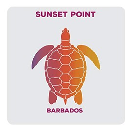 R and R Imports Sunset Point Barbados Souvenir Acrylic Coaster 8-Pack Turtle Design