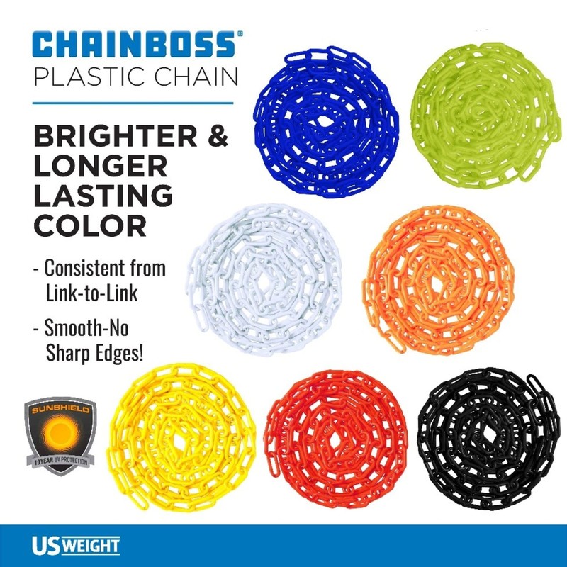 US Weight 2"x 25' Safety Green Plastic Chain with SunShield