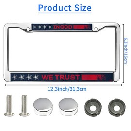We Trust in God License Plate Frame Patrotic American Flag License Plate Frame Inspirational Jesus USA Flag Power License Plate Frame for Christian People with Chrome Screw Caps
