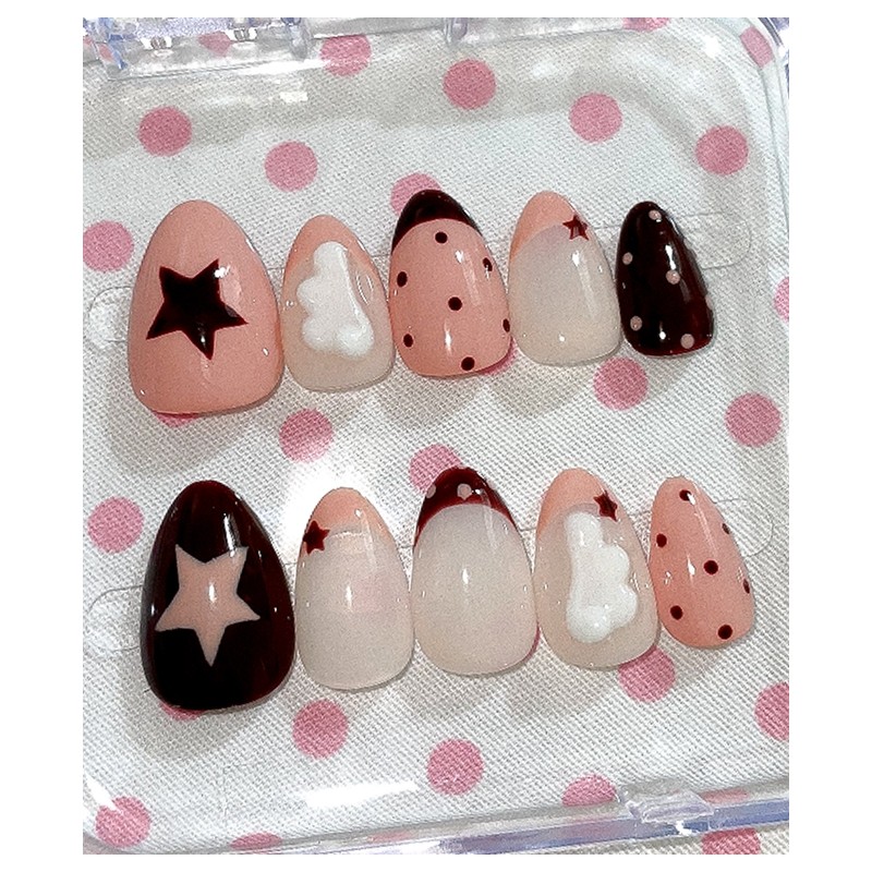 Dot Wings handmade nail tips - Stiletto / 도트 윙즈