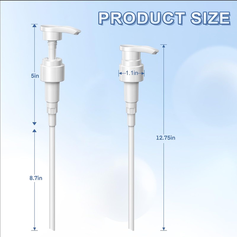 [2-Pack] Dispenser Pump, Shampoo/Conditioner, Leak Proof, Extended Trimmable Tube, Fits