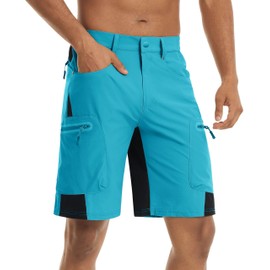 TACVASEN Shorts for Men Lightweight Water Resistant Golf Shorts for Men with Elastic Waistband Mens Quick Dry Fishing Vacation Travel Shorts Ice Blue