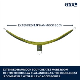 ENO DoubleNest Hammock - Lightweight, Portable, 1 to 2 Person Hammock - for Camping, Hiking, Backpacking, Travel, a Festival, or The Beach - Olive/Melon