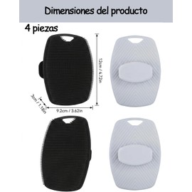 4 Piezas Estropajo para Cuerpo, Esponja de Ba?o para Limpieza Corporal Diaria, Dise?o Port?til para Viajes, Material Tpe para Piel Sensible, Tama?o 12 X 9.2 Cm en Colores Negro y Gris