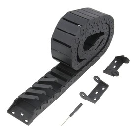 Zeberoxyz 15 x 50 mm Drag Chain Length 1 Metre Open Type Black Flexible Plastic Cable Carrier R28 with 1 Kit End Connectors