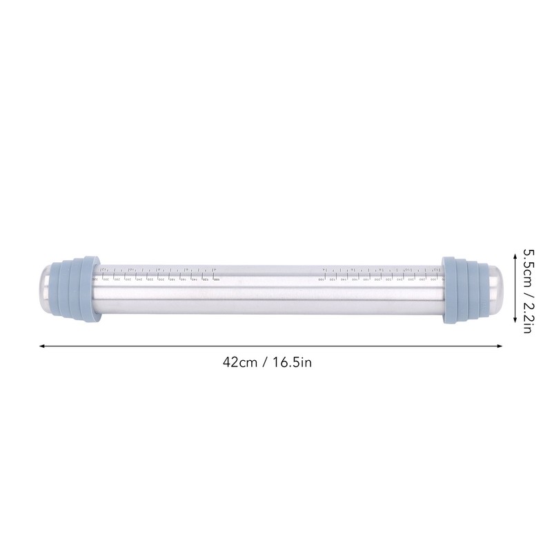 Rolling Pin Dough Roller Stainless Steel with 4 Silicone Guide