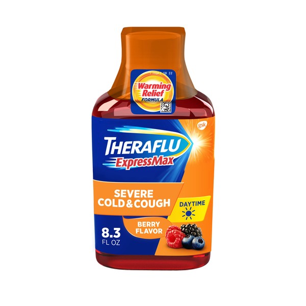 Theraflu ExpressMax Daytime for Relief from Severe Cold and Cough, Berry Flavor Syrup, 8.3 ounce Bottle
