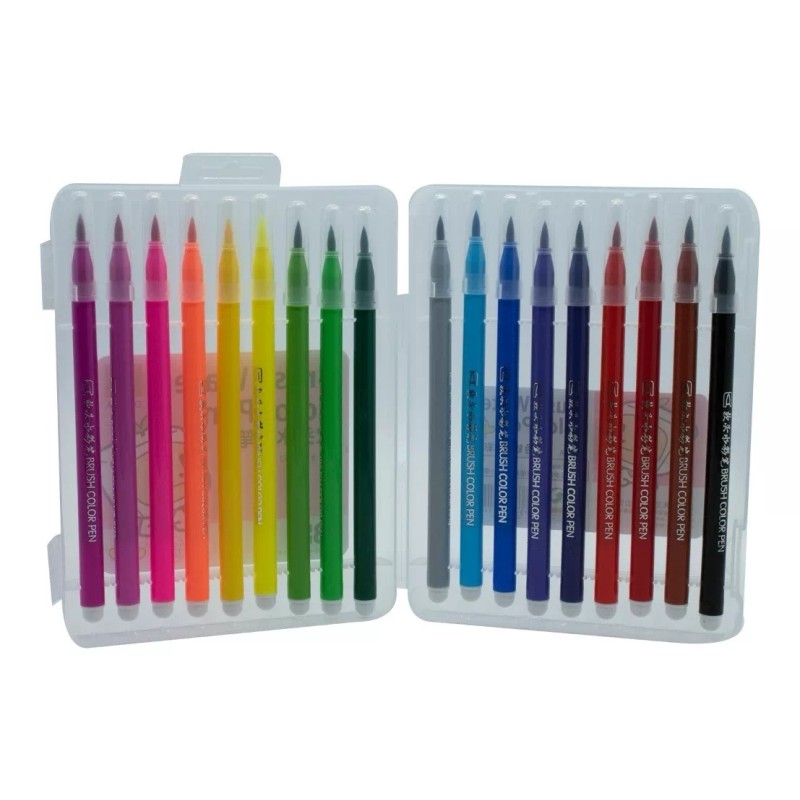 PINCELES 18 18 Plumones Punta Pincel Base Agua Colores Rotulador