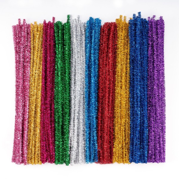Caydo 200 Pieces Glitter Pipe Cleaners Craft Chenille Stems for