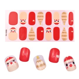 LIFOOST Gloss Nail Strips - UV Free, Scratch Resistant, Long Lasting Gel Nail Stickers | Contains 16 Nail Wraps, 1 Prep Pad, 1 Nail File (Christmas 8)