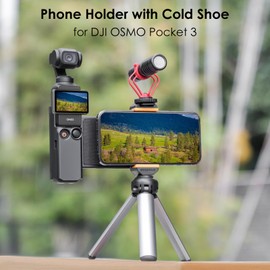 CAPART Phone Holder Mount for DJI OSMO Pocket 3, Expansion Adapter with Cold Shoe Compatible Tripod Selfie stick Microphone Fill Light