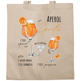 Shirtracer - Cotton Bag - Carnival & Fancy Dress - Bags - Aperol Spritz Recipe I Funny Gift Aperolfan Fan Item, 1 natural white, Unit size