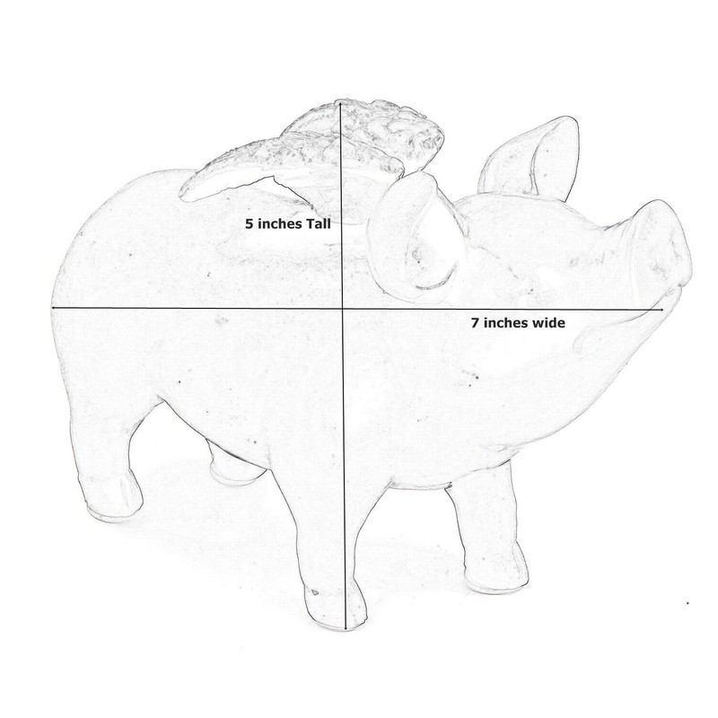 Bellaa 26096 Whimsical Flying Pig Statue 5 Inch Tall