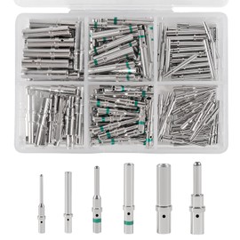 200PCS Deutsch Connector Pins and Sockets, Size 12 16 20 Male and Female Solid Terminals, Stainless Steel Solid Contacts for Deutsch DTP, DT, DTM Series Connectors, Wire Range 12-22AWG