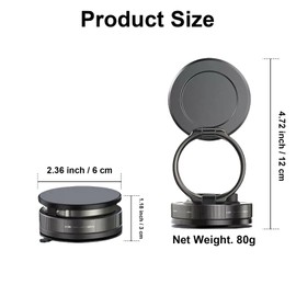 Lemketan 2025 Upgraded Vacuum Magnetic Car Phone Holder for Magsafe with N56 Grade Magnets, 360° Rotatable and 180° Flippable Car Phone Mount, Cell Phone Holders for Car & All Smartphones (Black)