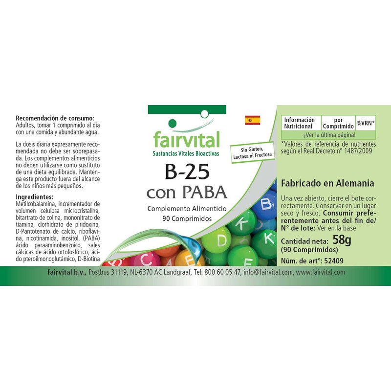 Fairvital Vitamin B Complex + PABA, Vitamin B-12, Folic Acid,