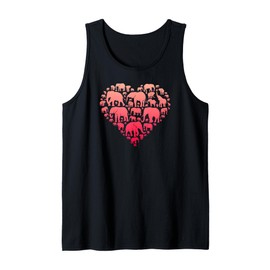 Colorful Cute Hearts Shape Silhouette Lover- Animal Elephant Tank Top
