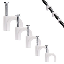 Pack of 500 Cable Clips Nail Clamp White Cable Clips Nail Cable Clips Cable Holder Cable Fixings Wall 4 mm, 6 mm, 7 mm, 8 mm, 10 mm