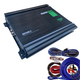 Audio360 AD1500.2 2-Channel Car Amplifier Bundle, 1500W Max Power, Includes 4-Gauge Amp Wiring Kit, Compact Class AB Bridgeable Amp with Dual 25A Fuses, 90dB SNR