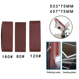 5Pcs Cloth Sanding Belts 75mm x 533mm Sanding Paper Sanding Belts Assortment 180 Grit