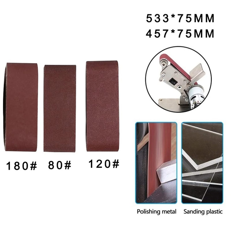5Pcs Cloth Sanding Belts 75mm x 533mm Sanding Paper Sanding