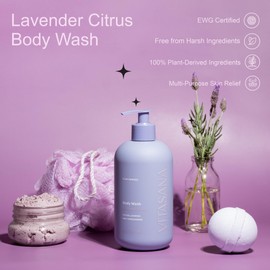 Vitasana Natural Body Wash for Sensitive Skin, 16oz – Lavender Citrus Scent, Plant-Based, EWG Verified, Hypoallergenic, Paraben-Free, Sulfate-Free, Cruelty-Free