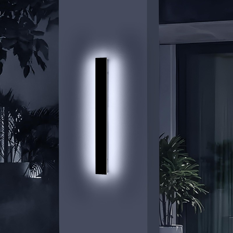 Daoseolo 39.3inch Modern Outdoor Wall Light, Black Outside LED Wall