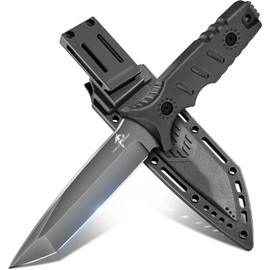 Purple Dragon Fixed Blade Knife with Sheath - Full Tang Survival Knife, Black Camping Knives, Bushcraft Knives for Outdoor Camping, Hiking, Gift for Men