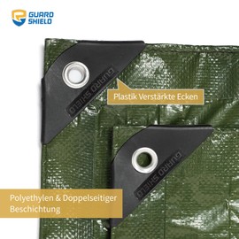 GUARD SHIELD Tarpaulin with Eyelets, Waterproof, 2 m x 3 m, Green, Multifunctional Polyester Tarpaulin, 120 g/m² Fabric, Protective Tarpaulin, All-purpose Tarpaulin, Tear-Resistant, UV-Stabilised