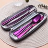 (Purple) - Portable Stainless Steel Flatware Set, Travel Camping Cutlery