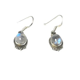 Art Gecko Oval Moonstone Earrings 925 Sterling Silver, Sterling Silver, Moonstone
