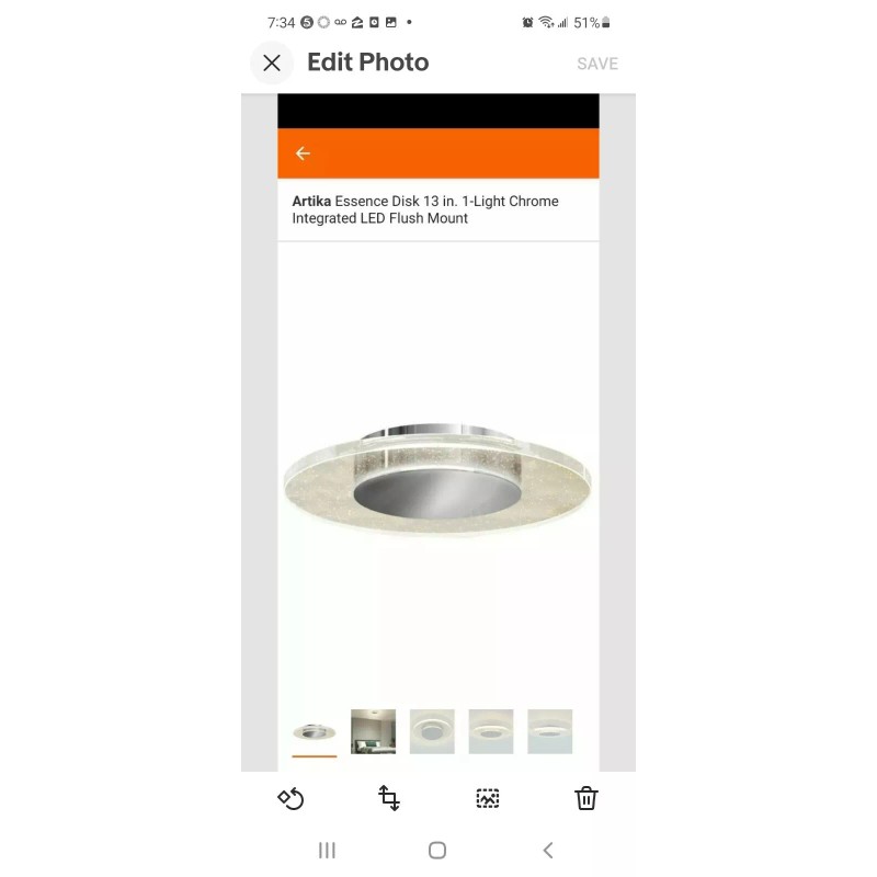 artika Essence Disk 13 In. 1-Light Chrome Integrated Led Flush