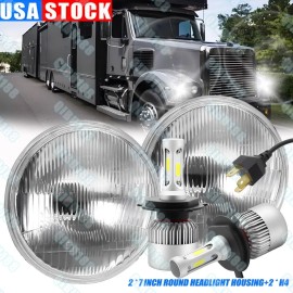Unbranded 2PCS 7 inch Round LED Headlights HI-Lo Beam For Freightliner coronado 2001-2016