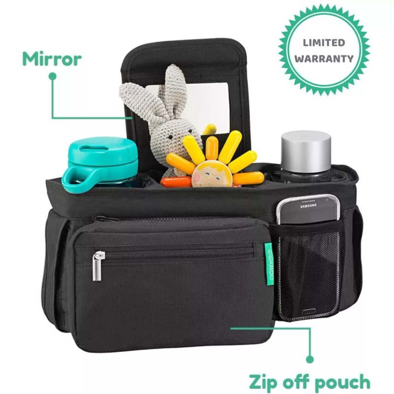 Swanoo Stroller Organizer with Non Slip Straps Stroller Caddy, Cup