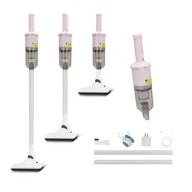 TROURAY 6-in-1 Rechargeable Household Stick Vacuum Cleaner, Convertible to Handheld, for All Kinds of Cleaning in Your Home on Hard Floors, Upholstery, Sofas, Cars (Pink)