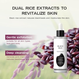Ampolla De Arroz Luminoso Exfoliante De Arroz Blanco/Arroz Negro Exfoliante Suave Para Rostro Y Cuerpo Peeling Suave Eliminador De Células Muertas Y Puntos Negros Para Todo Tipo De Pieles 80 Ml (B, 80ML)