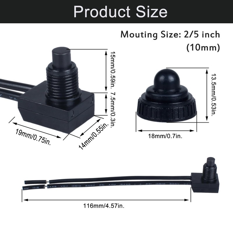 DMWD 12V Waterproof IP67 Latching RV Push Button Switch ON