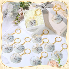 Kigeli 24 Pcs Wedding Favors for Guests Thank You Acrylic Keychain Bulk Wedding Gifts for Guests Wedding Party Supply Cute Key Chains Charms for Birthday Bridal Baby Shower Decor(Gold, Gold Foil)