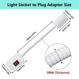 FEYAIM Plug in Light Socket E26/E27 Socket Adapter with On/Off Switch Plug Lamp Socket with 20cm Gooseneck Flexible Light Socket Extender Outlet for Night Light Stairs Porch Bedside Lighting(No Bulb)