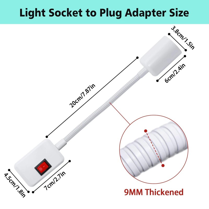 FEYAIM Plug in Light Socket E26/E27 Socket Adapter with On/Off