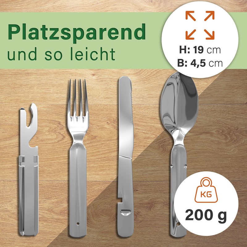 Classic German Army Stainless Steel Cutlery Set 4-Piece Camping Cutlery