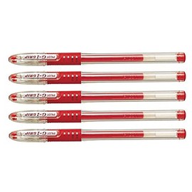 PILOT G1 Grip Ballpoint Pens Fine Tip Gel Ink Red Pack of 5aa