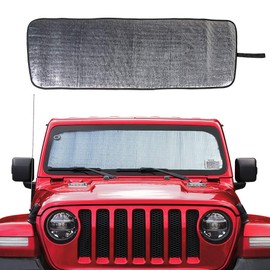 Savadicar Windshield Sun Shade for 2018-2023 Jeep Wrangler JL JLU & Gladiator JT, Sunshades Heat Shield, Aluminum Foil Triple Laminate Structure, Silver