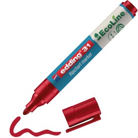 edding EcoLine Flip Chart Markers 31, refillable, 1, 5–3 MM, Red
