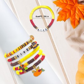 OHOME Fall Outfits for Women 2025 - 6 Pack Thanksgiving Bracelets | Thanksgiving Shirts Dress Pajamas Sweatshirts Tops for Girls - Funny Friendsgiving Decorations Decor Party Supplies for Adults