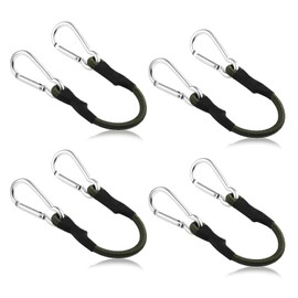 Bungee Cords with Carabiner Clips, 4 Pack Short Bungee Cords 11.8Inch/30cm, Φ8mm, Green Bungee Cords Straps with Carabiner Hooks for Secure Cargo, Motorcycle, Bicycle, Car Tarps, Tent, Car ﻿